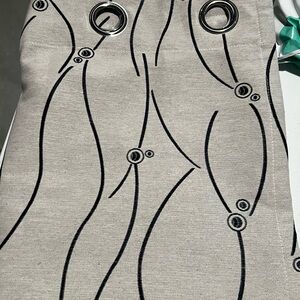 Elegant Beige and Black Patterned Linen Curtains 84” long x 52” wide